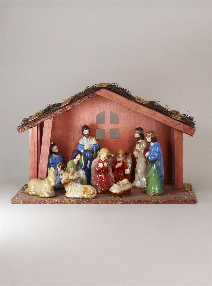 Set of 11 Ornaments - Nativity Scene with Stable