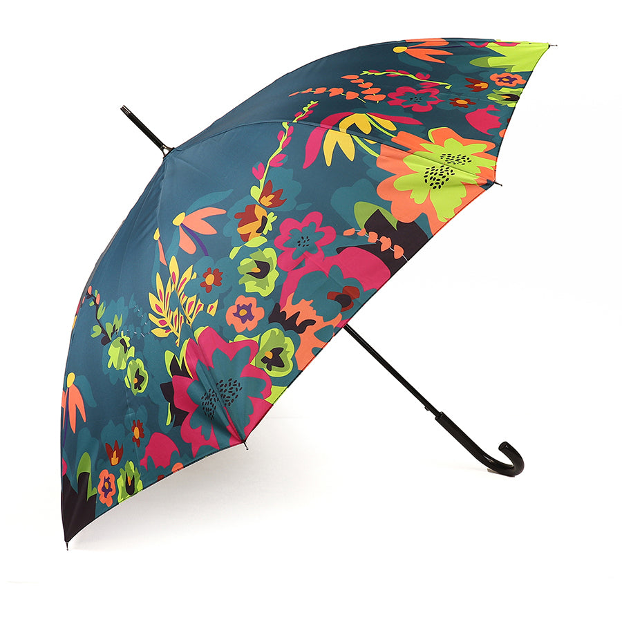 Recycled teal and floral print edge umbrella