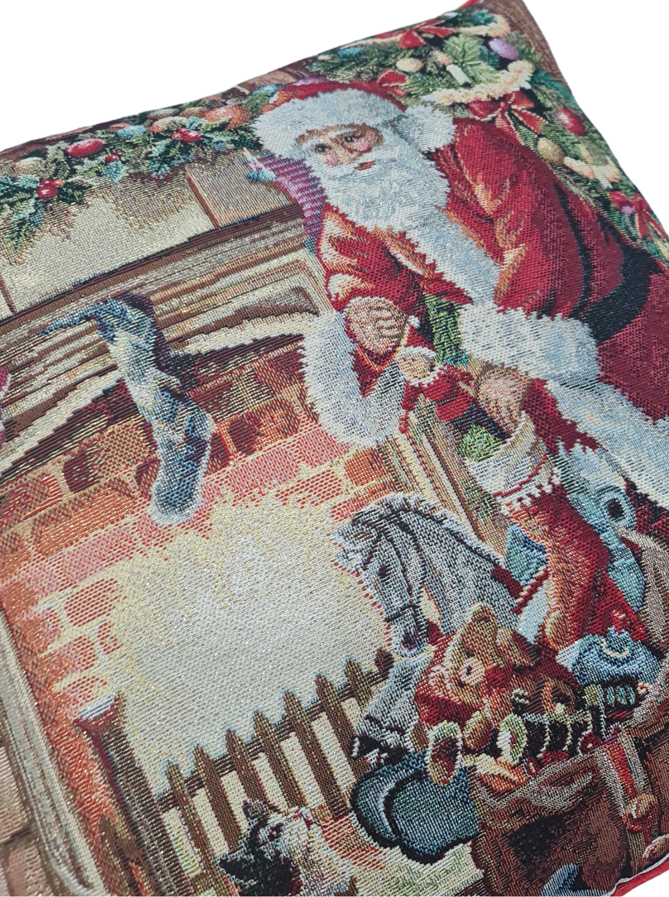Lurex Christmas House Christmas Pillowcase in Gobelin: Santa Claus Camino