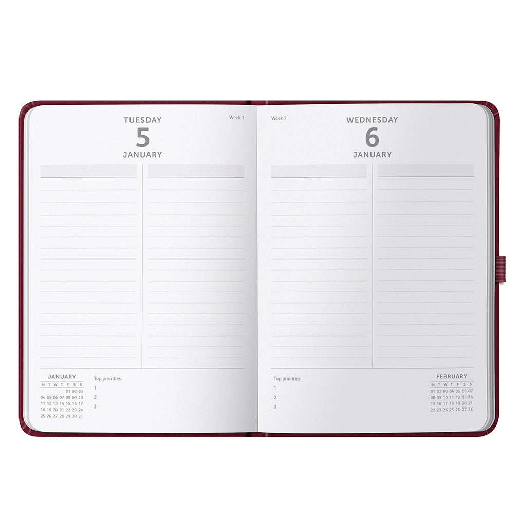 Dual Schedule Day a Page Diary 2027 Burgundy