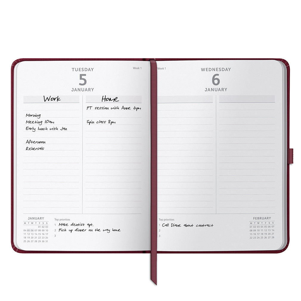Dual Schedule Day a Page Diary 2027 Burgundy