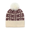 Burgundy and cream mix starflower knit bobble hat