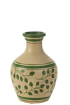 Vase Leaves+Lines Terracotta White/Green