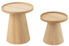 Set Of 2 Sidetables Round+Edges Wood Natural