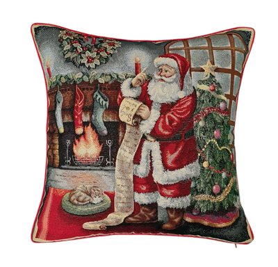 Lurex Christmas House Christmas Pillowcase in Gobelin: Santa Claus Camino