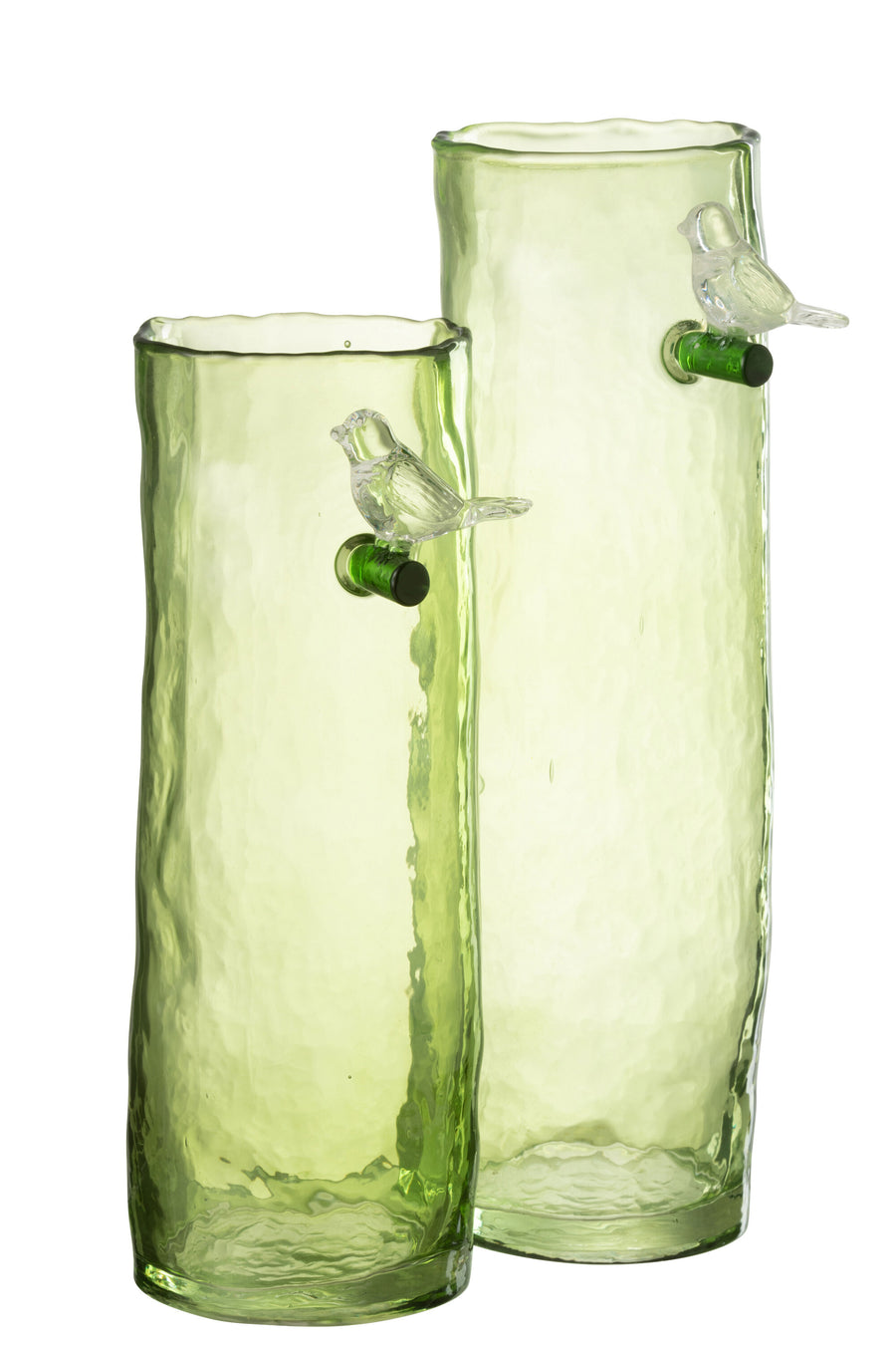 Vase Long Bird Glass Green Large