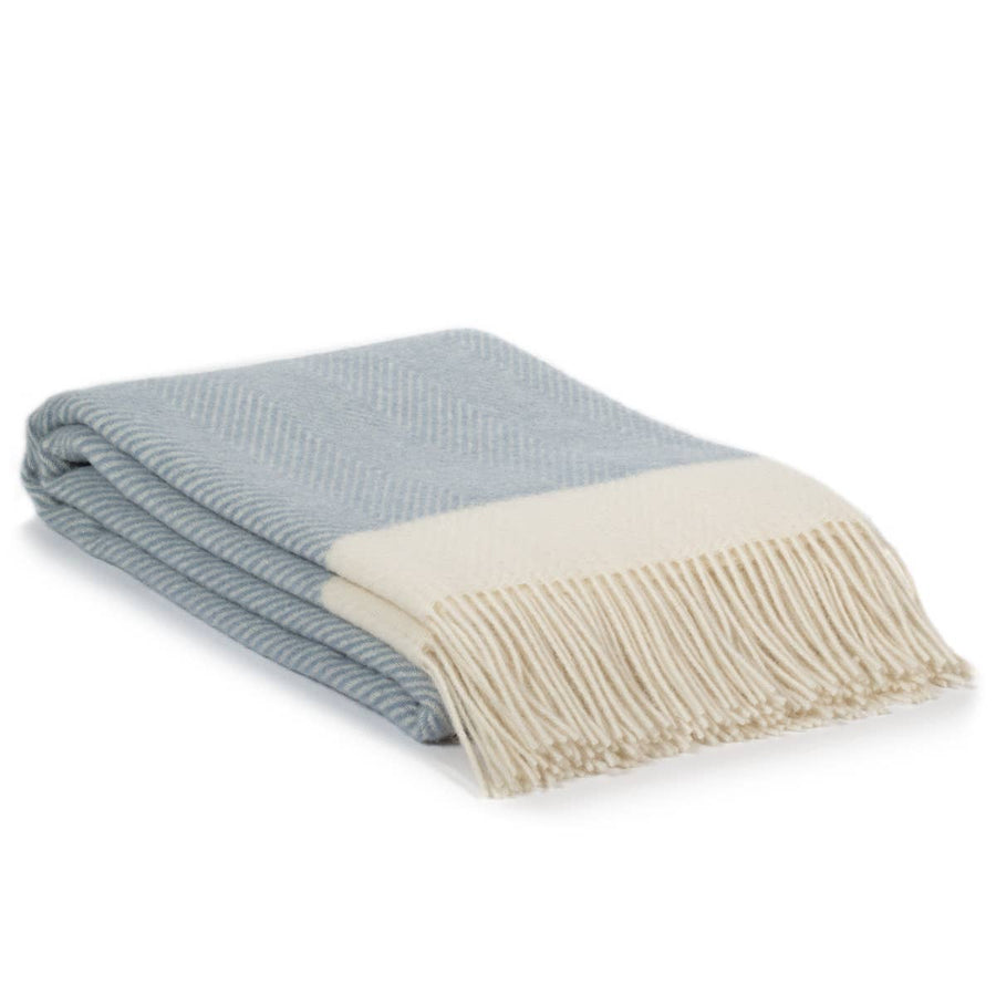 Wool Throw Blanket FLORENCE - light blue