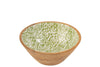 Bowl Pattern Mango Wood Green/White Medium
