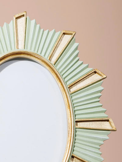 Oval photo frame green and gold