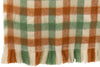 Plaid Checkered+Fringes Acrylic White/Green/Brown