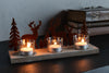 Tealight Holder 3 Pieces Reindeers/Trees Metal/Wood Brown