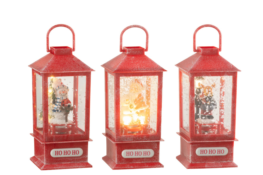 Snowglobe Lantern Led Christmas Resin Assortment Of 3