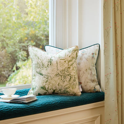 Rothesay Printed Piped Cushion Meadow: Meadow / Feather Filled / 43 x 43cm