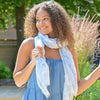 Organic cotton white and blue flower outline print scarf