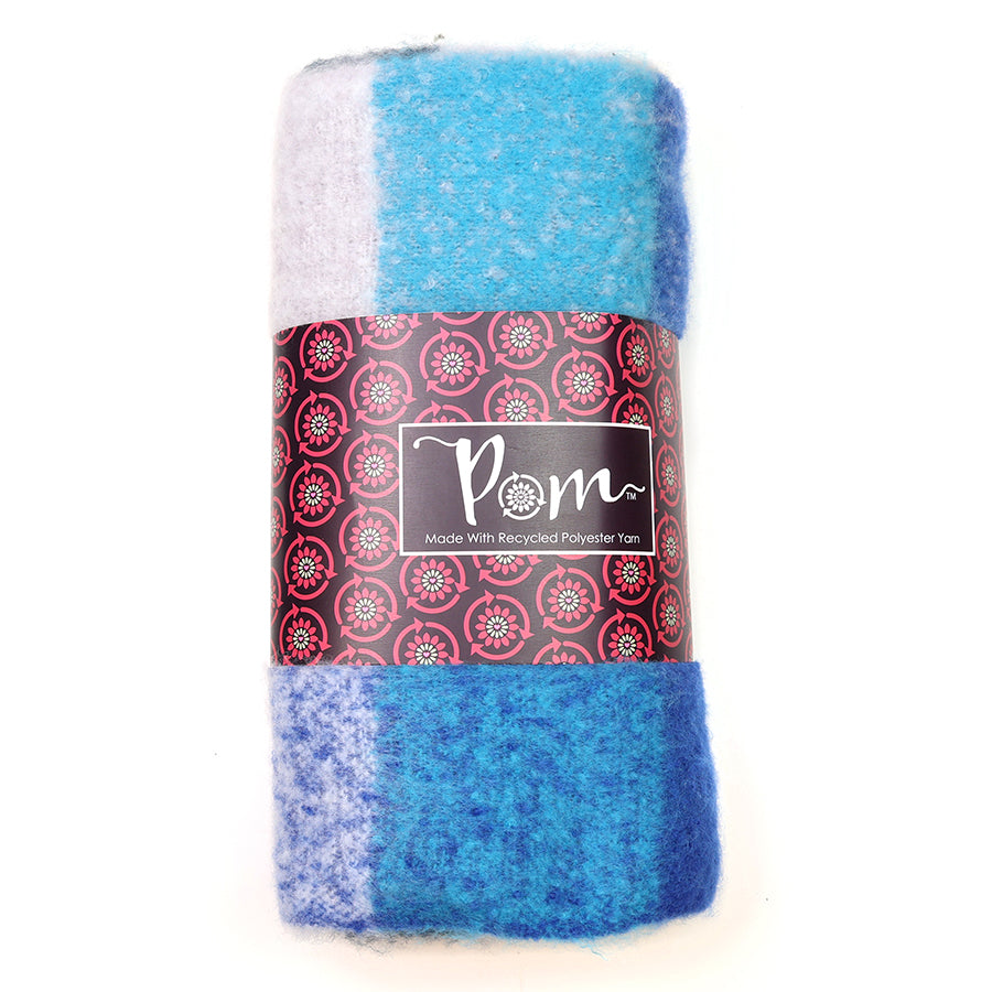 Blue and yellow mix recycled blend check scarf