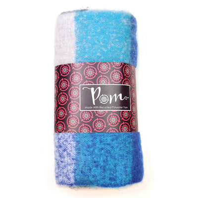 Blue and yellow mix recycled blend check scarf