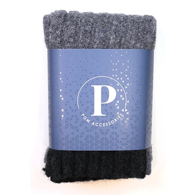 Grey gradient stripe knit scarf for men