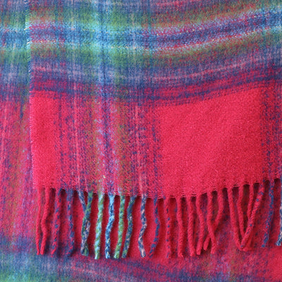 Miranda Blue,green and raspberry mix cosy check sections scarf