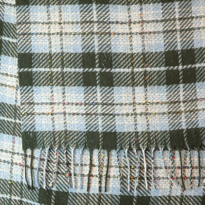 Olivia Dark khaki mix tartan weave scarf with metallic thread