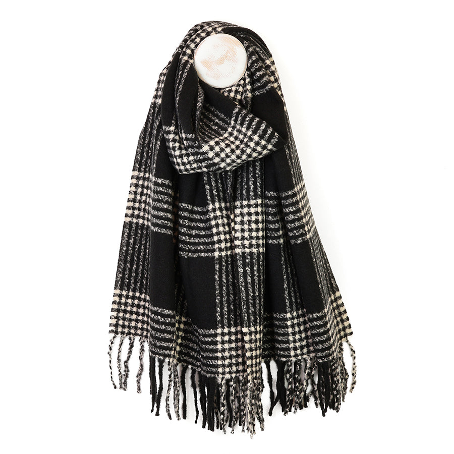 Emily Monochrome check stripes scarf
