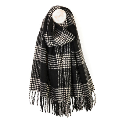 Emily Monochrome check stripes scarf