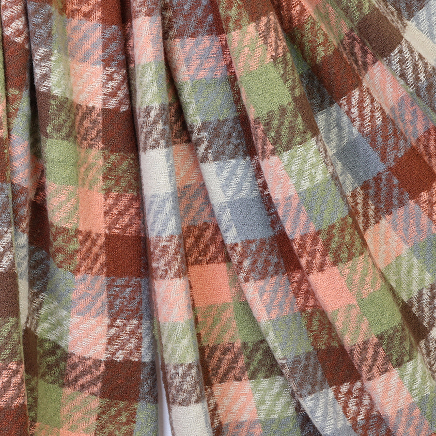 Jessica Salmon, sage and brown mix check weave scarf