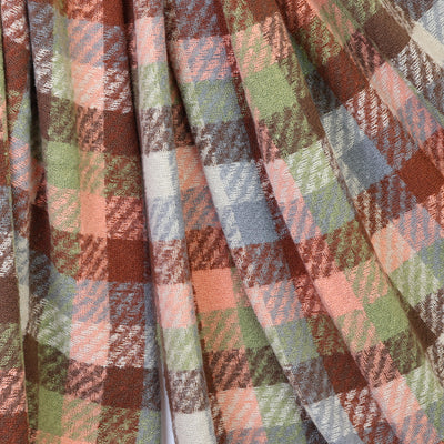 Jessica Salmon, sage and brown mix check weave scarf