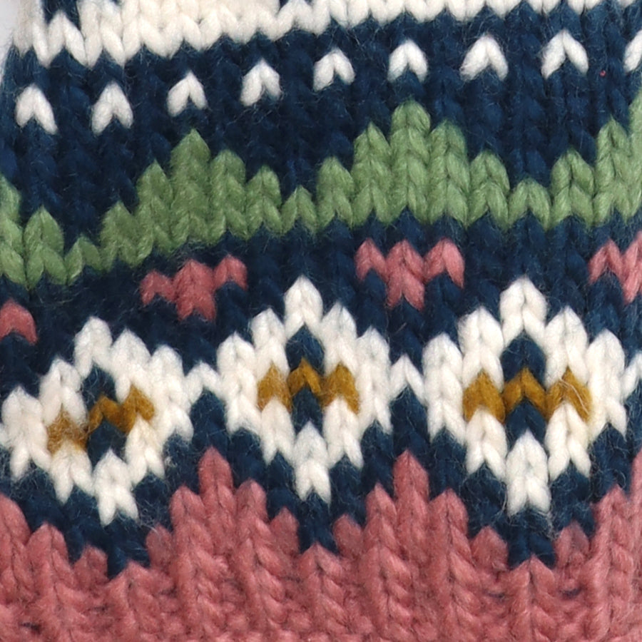 Valentina Rose Pink Fair Isle Knit pull through Scarf