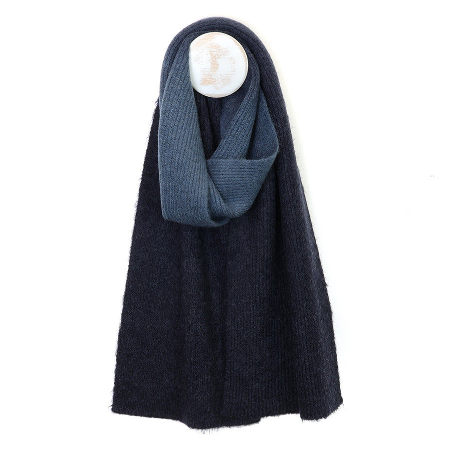 Oliver Navy and Denim ombre Knit Scarf