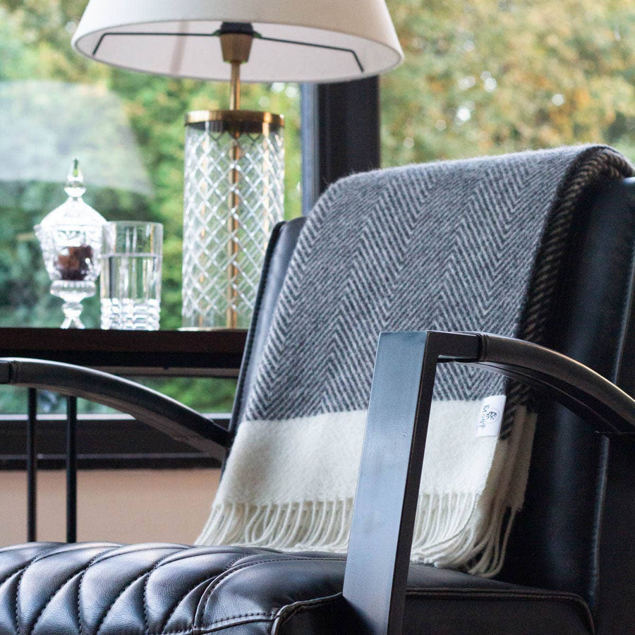 Wool Throw Blanket FLORENCE - gray