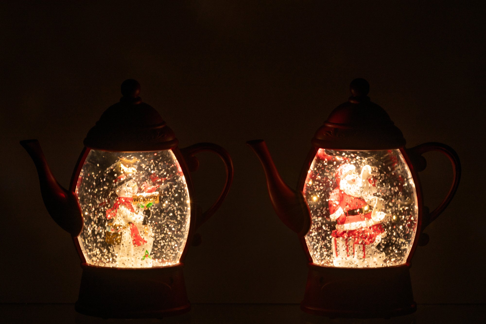 Hanger Water Globe Teapot Plastic Christmas Red Assortment Of 2