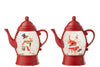 Hanger Water Globe Teapot Plastic Christmas Red Assortment Of 2