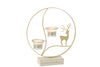 Tealight Holder Reindeer Round Wood Gold