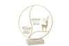Tealight Holder Reindeer Round Wood Gold