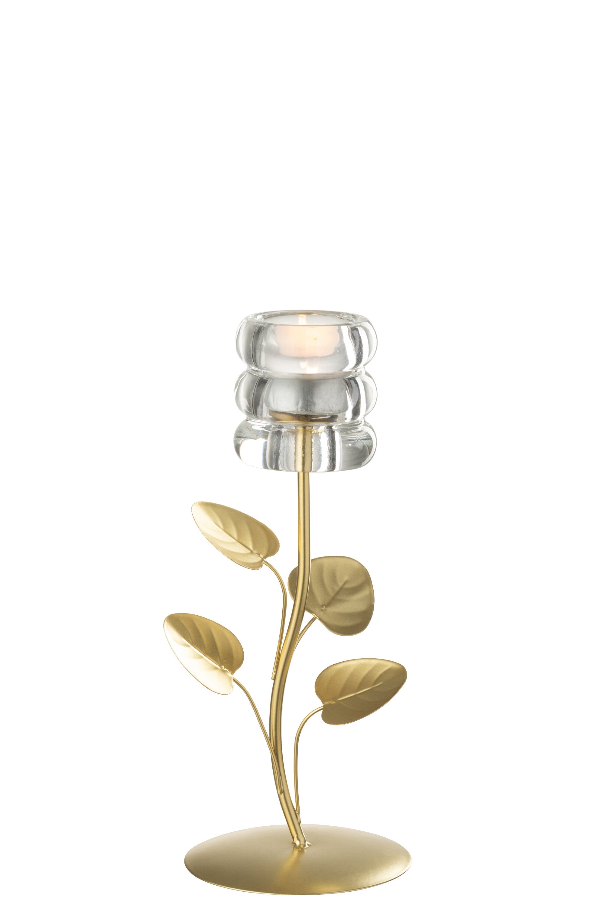 Candle Holder Branch & Leaf Iron Gold