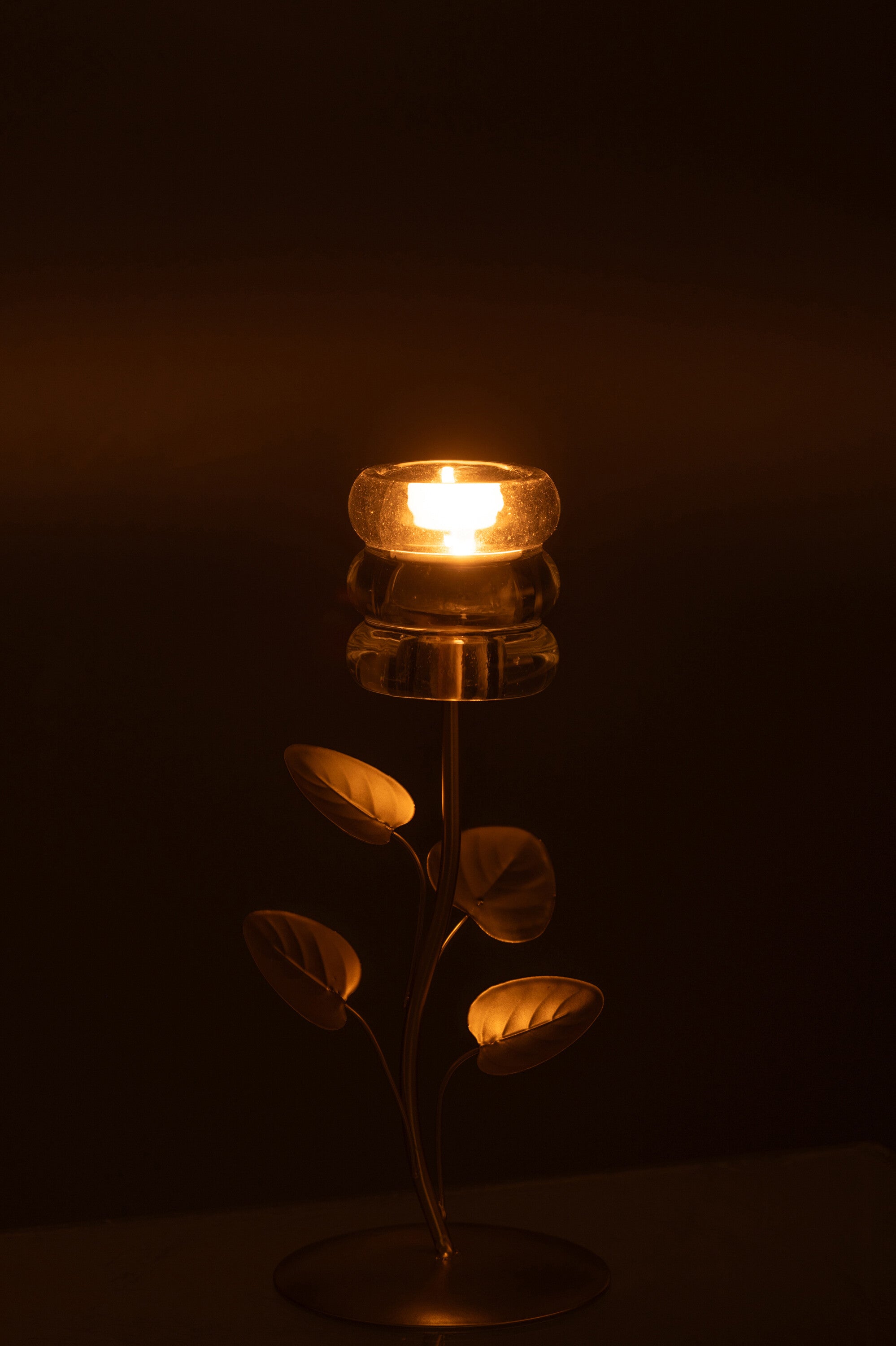 Candle Holder Branch & Leaf Iron Gold