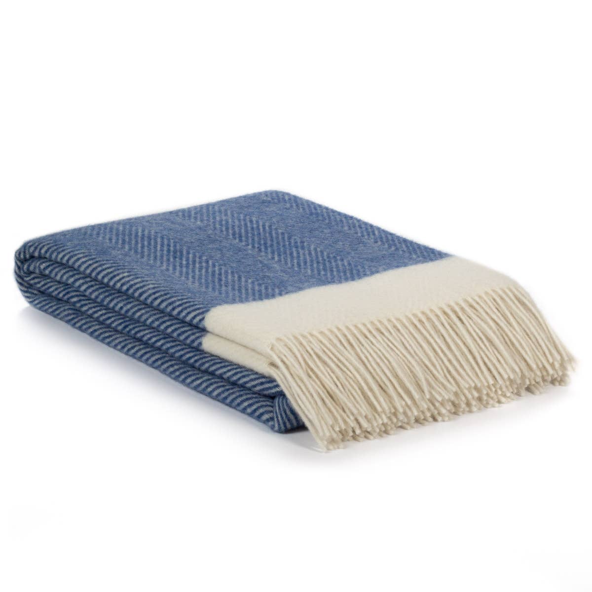 Wool Throw Blanket FLORENCE - blue