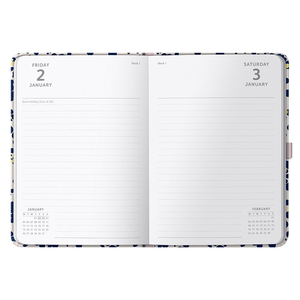 A5 Day a Page Diary 2026 Navy Spatter