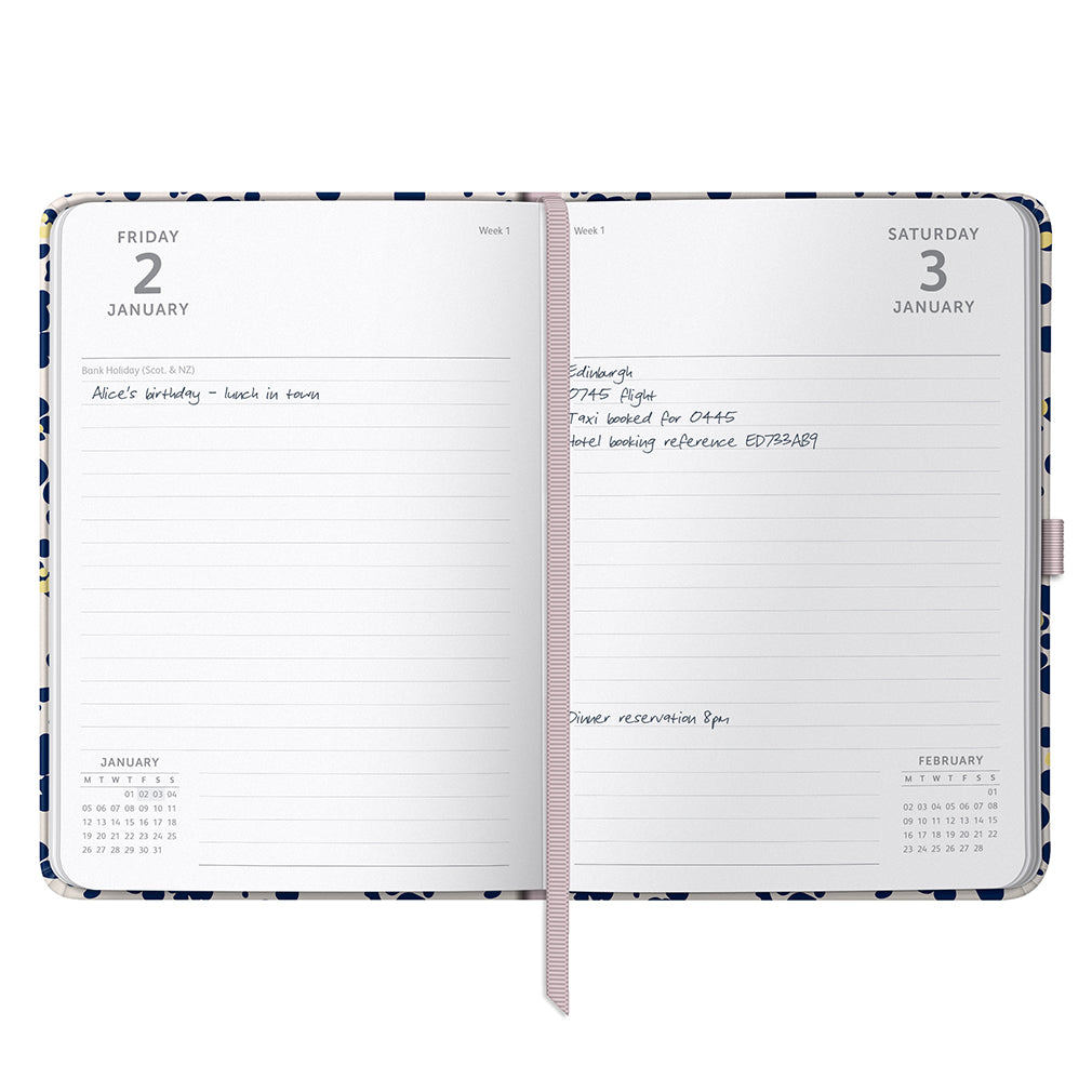 A5 Day a Page Diary 2026 Navy Spatter