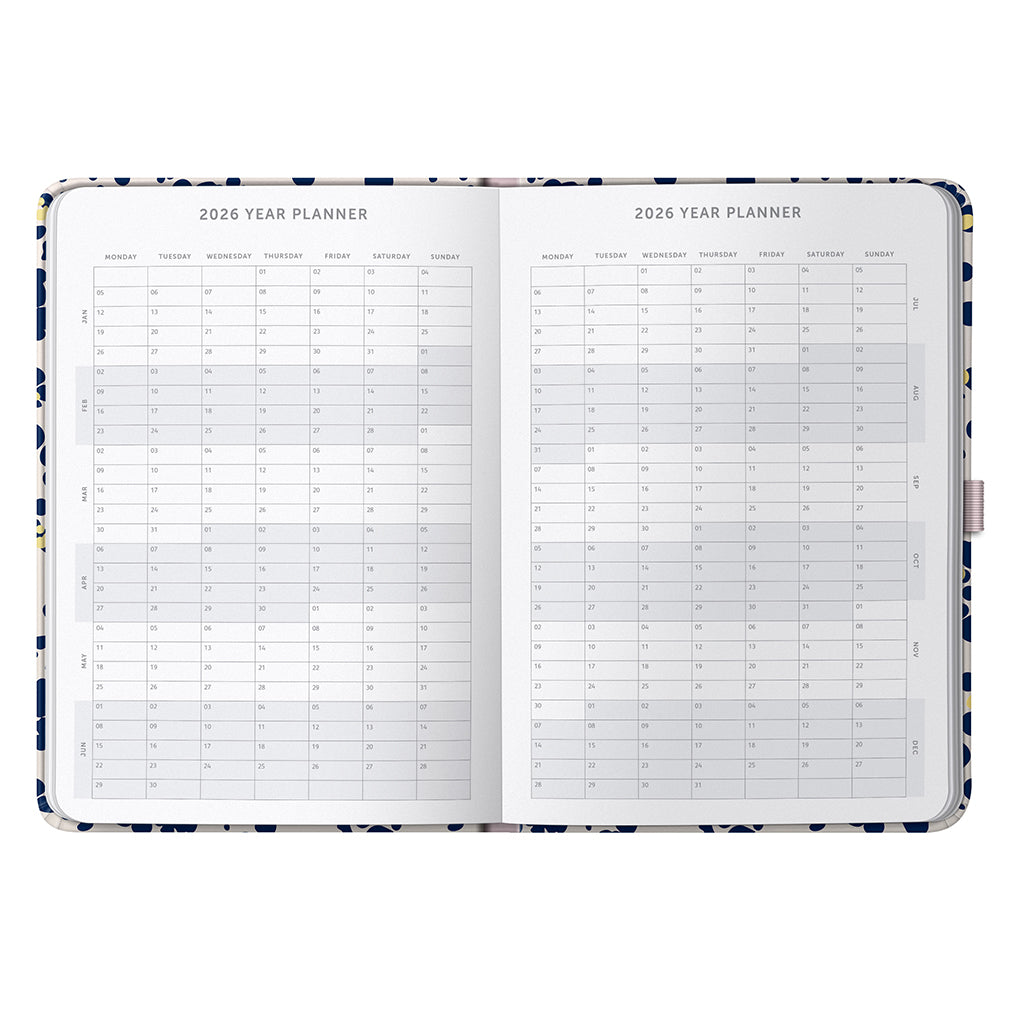A5 Day a Page Diary 2026 Navy Spatter