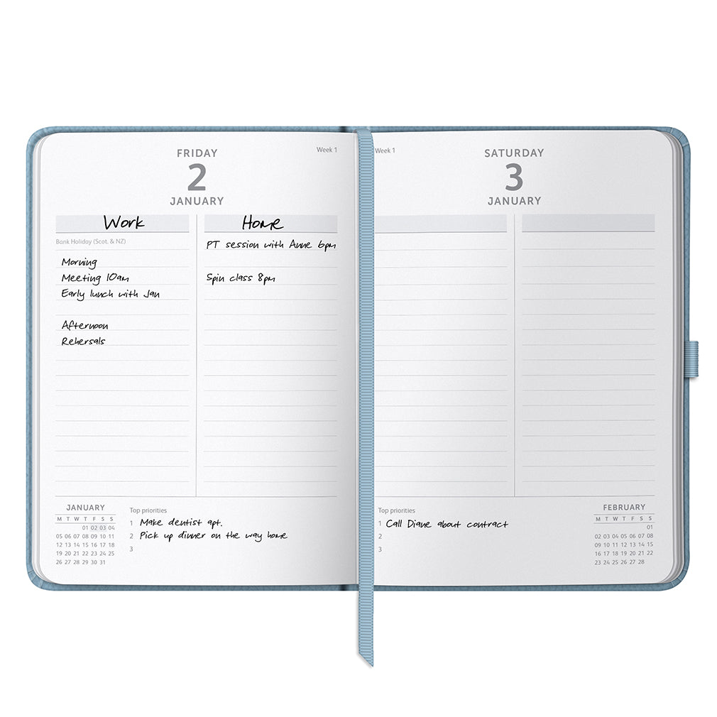 Dual Schedule Day a Page Diary 2026 Powder Blue
