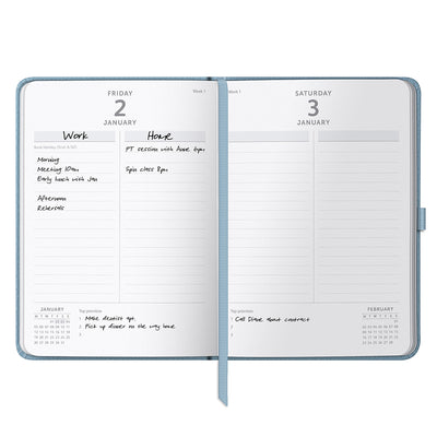 Dual Schedule Day a Page Diary 2026 Powder Blue