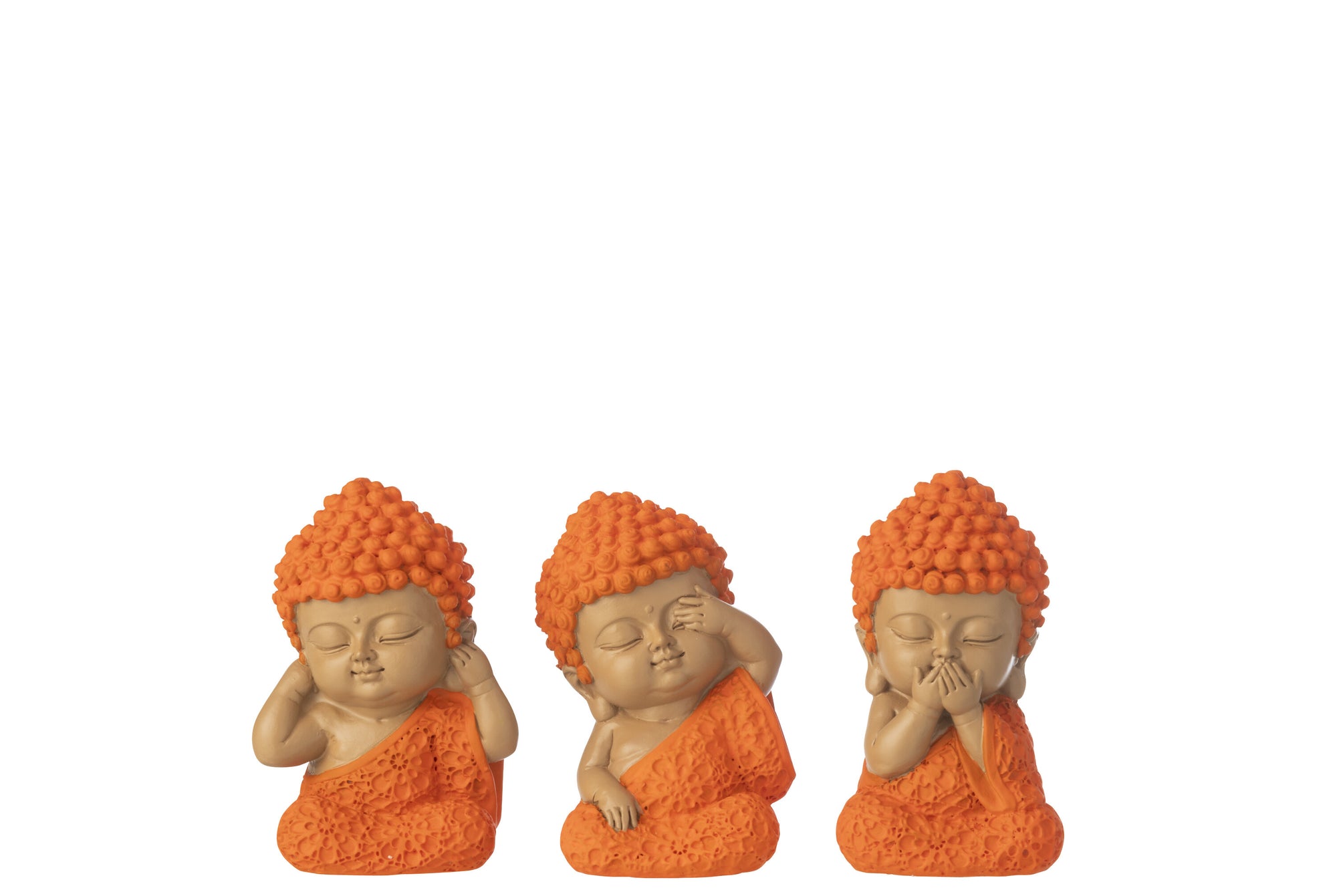 Monk See/Hear/Speak Polyresin Orange Assortment Of 3