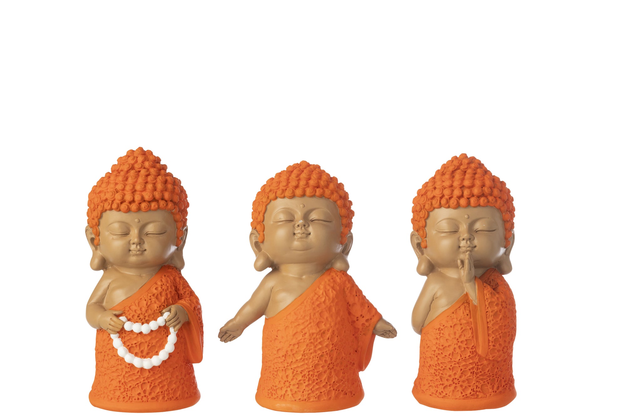 Monk Chain Polyresin Orange Assortment Of 3