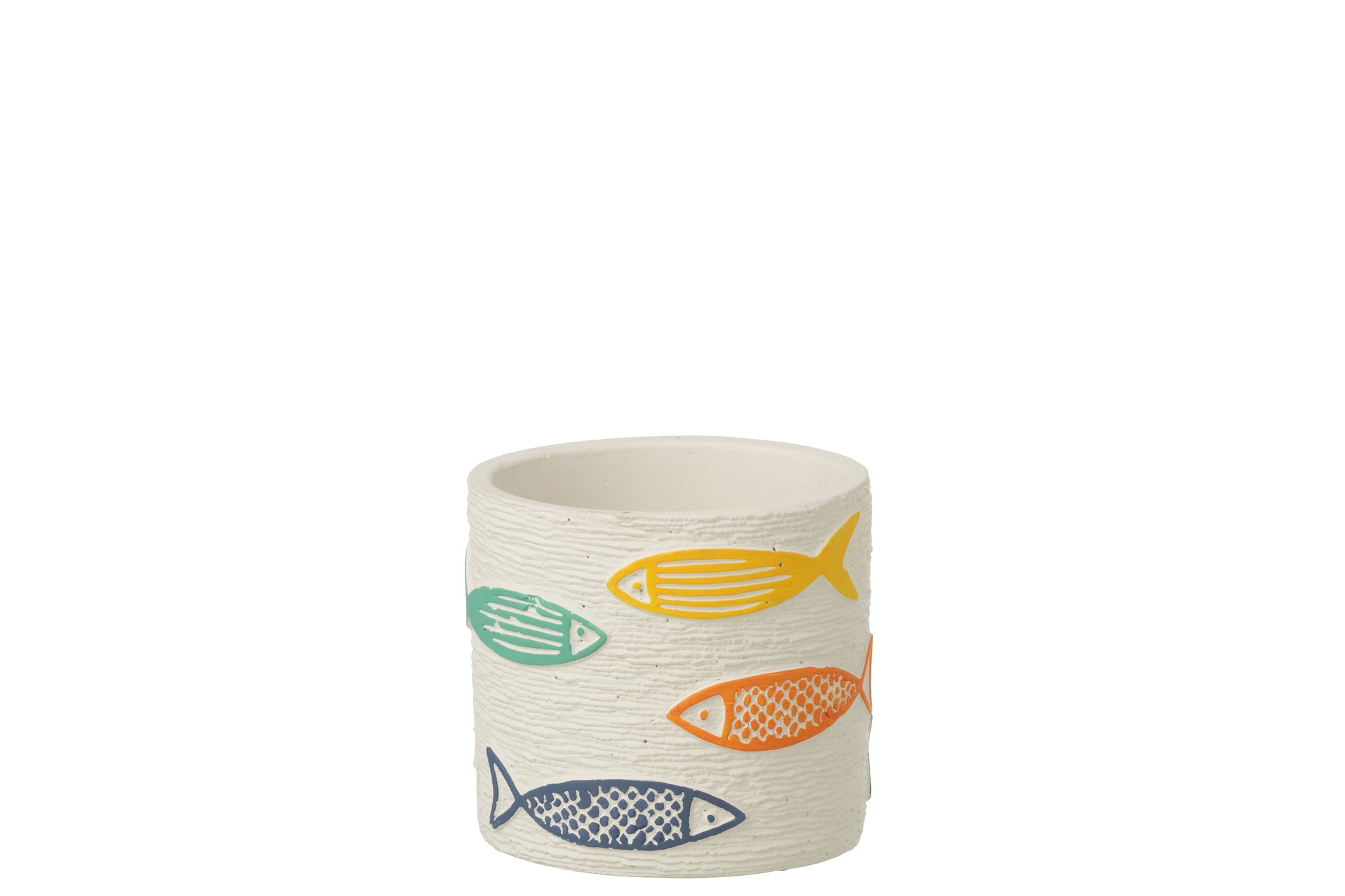 Flowerpot Fish Round Cement Multicolored