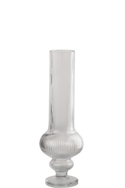 Vase Ada Ribbed Glass Transparent Medium