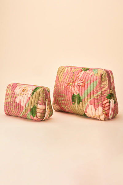 Large Quilted Washbag - Delicate Tropical, Candy by Powder