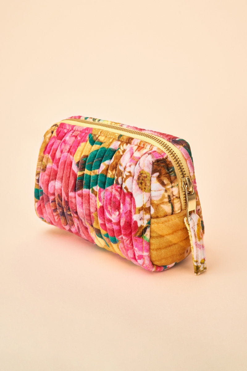 Small Quilted Vanity Bag - Impressionist Floral, Mustard by Powder