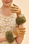 Two Tone Bettina Faux Fur Glove - Sand