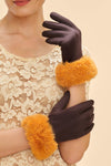 Bettina Gloves - Chocolate & Mustard